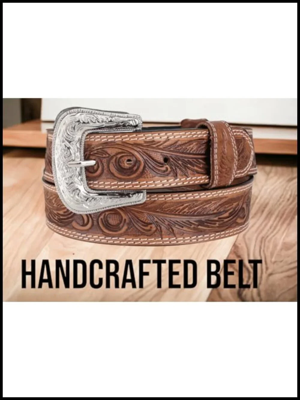 Men's Western Full Grain Leather Belt Strap with Snaps for Interchangeable